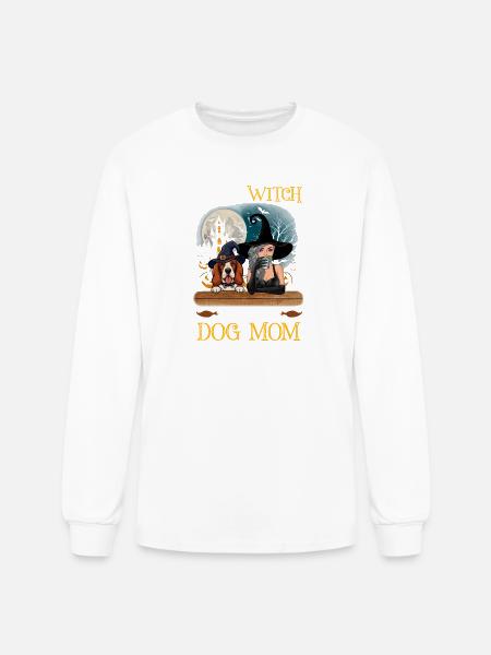 Witch Dog Mom Heart - Men's Long Sleeve T-Shirt - white