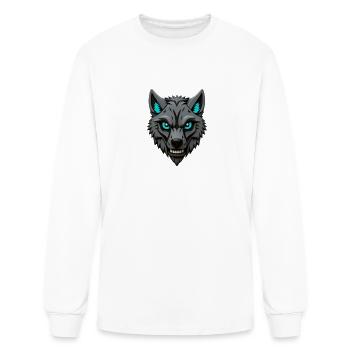Zombie Wolf —(ZOMBIEZOO) — 3D Dark Neon Wolf Art - Men's Long Sleeve T-Shirt - white - Front