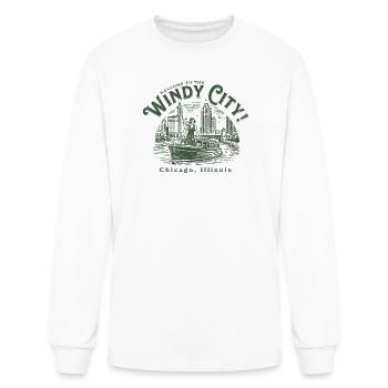 Windy City Skyboat Silhouette - Men's Long Sleeve T-Shirt - white - Front