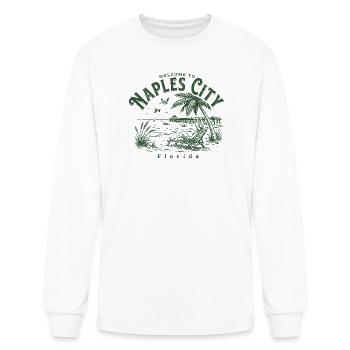 Naples Beach Palm Silhouette - Men's Long Sleeve T-Shirt - white - Front