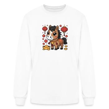 Lucky Lantern Pony - Men's Long Sleeve T-Shirt - white - Front