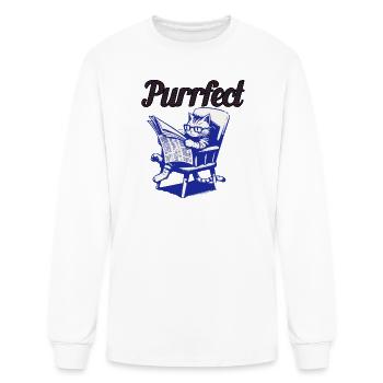 Confident Cat Reading Newspaper - Men's Long Sleeve T-Shirt - white - Front