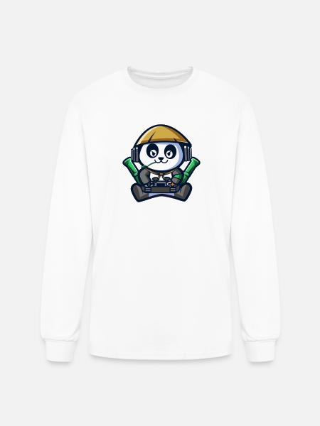 Panda Astronaut Gamer - Men's Long Sleeve T-Shirt - white