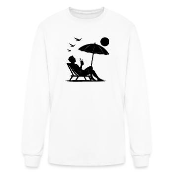 Deck Chair Beach Silhouette - Men's Long Sleeve T-Shirt - white - Front