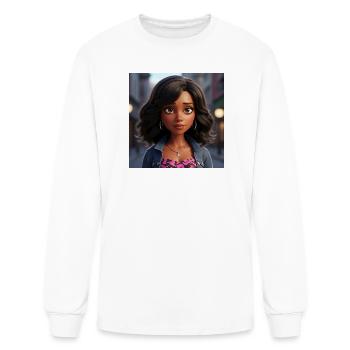 Urban Denim Girl with Neon Camo - Men's Long Sleeve T-Shirt - white - Front