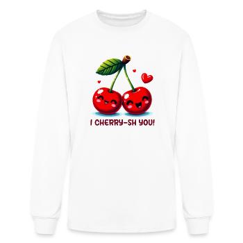 I Cherry-sh You Cute Kawaii Funny Pun - Men's Long Sleeve T-Shirt - white - Front