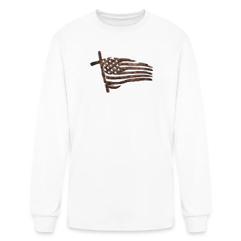 Drapeau américain rustique rouillé - T-shirt à manches longues Homme - blanc - Devant
