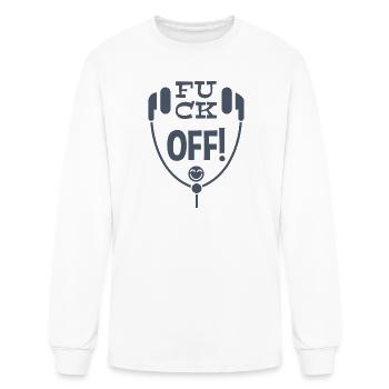 Fcuk Off Music Lover Listening Earphone On Humor - Men's Long Sleeve T-Shirt - white - Front
