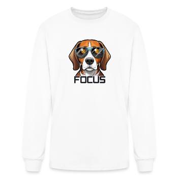 minimal-two-tone-beagle-portrait-wearing-sleek- - Men's Long Sleeve T-Shirt - white - Front