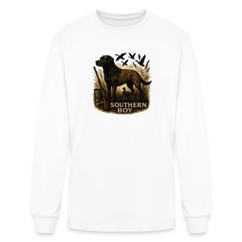 Southern Boy Hunting Dog T-Shirt | Country Outdoor - Men's Long Sleeve T-Shirt - white - Front