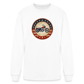 American Retro Motorcycle Emblem - Men's Long Sleeve T-Shirt - white - Front