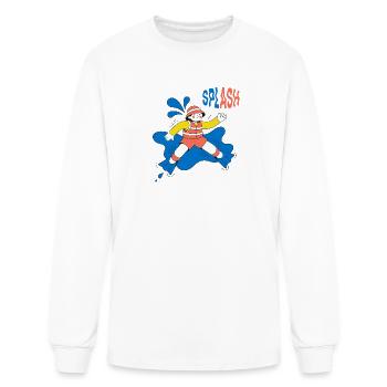 cute-illustrated-kid-swimming--water-droplets-f - Men's Long Sleeve T-Shirt - white - Front