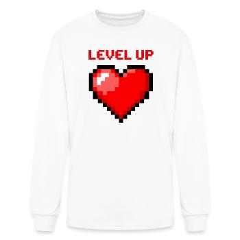 Level Up Pixel Heart - Men's Long Sleeve T-Shirt - white - Front