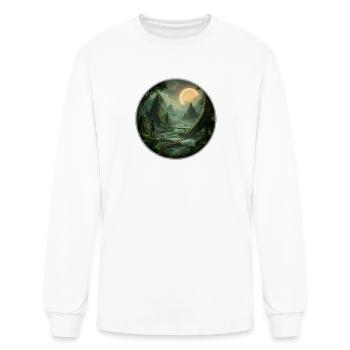 Lone Wanderer Among Moonlit Jungle Ruins - Men's Long Sleeve T-Shirt - white - Front