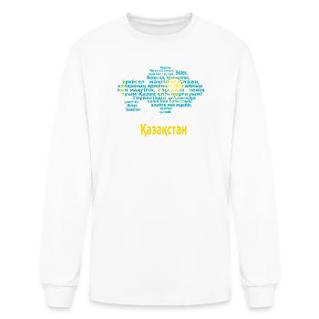 Kazakhstan Anthem, flag, and map - Men's Long Sleeve T-Shirt - white - Front