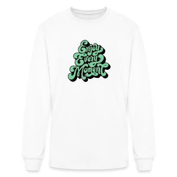 Enjoy Every Moment Retro Script - Men's Long Sleeve T-Shirt - white - Front