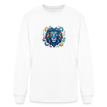 Vivid Circuit Lion Tech Art - Men's Long Sleeve T-Shirt - white - Front
