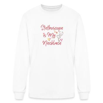 Stethoscope Is My Necklace - Men's Long Sleeve T-Shirt - white - Front