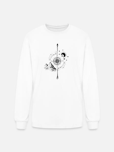Mystic Mountain Moon Compass - Men's Long Sleeve T-Shirt - white