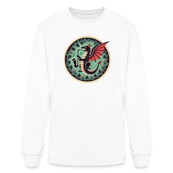 Whimsical Dragon Sax Circle Design - Men's Long Sleeve T-Shirt - white - Front