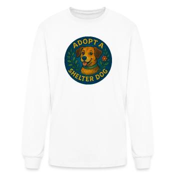 Adopt a Shelter Dog Patch - Men's Long Sleeve T-Shirt - white - Front
