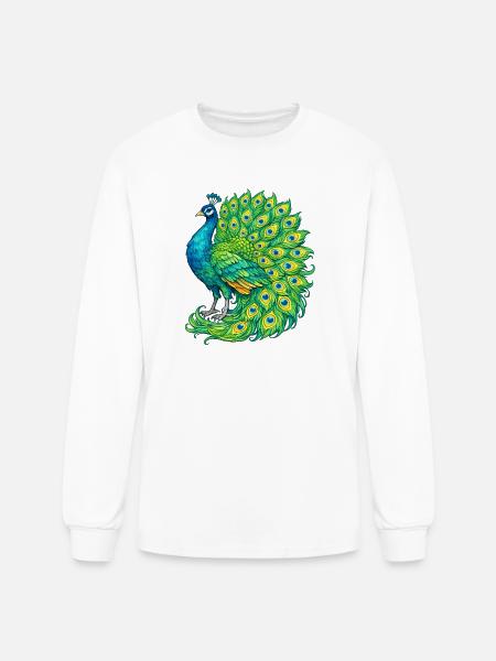 Vivid Peacock Cascade - Men's Long Sleeve T-Shirt - white