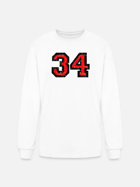 Number 34 (Vintage Black&Red) 34th Birthday No.34 - Men's Long Sleeve T-Shirt - white