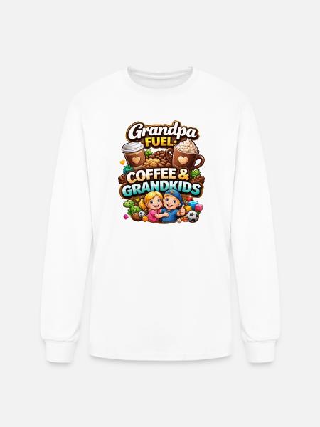 Grandpa Fuel Coffee & Grandkids - Men's Long Sleeve T-Shirt - white