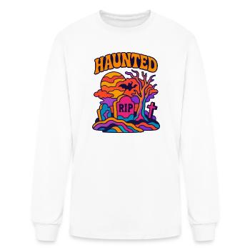 Haunted Graveyard Tombstone Spooky Scene - Men's Long Sleeve T-Shirt - white - Front