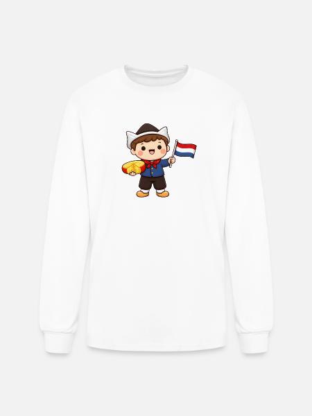 Dutch with flag of the Netherlands kawaii - Men's Long Sleeve T-Shirt - white