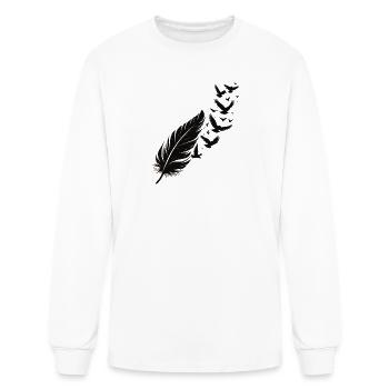 Midnight Feather and Birds Silhouette - Men's Long Sleeve T-Shirt - white - Front