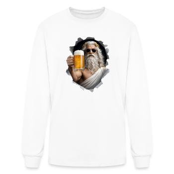 Zeus Drinking Beer - Men's Long Sleeve T-Shirt - white - Front