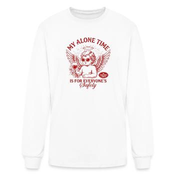 Retro Cherub Funny Alone Time for Safety Sarcastic - Men's Long Sleeve T-Shirt - white - Front