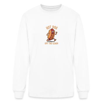 Hot Dog Off the Leash - Men's Long Sleeve T-Shirt - white - Front
