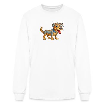 Vibrant Cartoon Dog with Blue Collar - Men's Long Sleeve T-Shirt - white - Front
