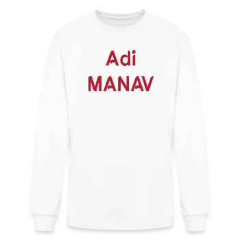 Adi Manav Typography Tee - Men's Long Sleeve T-Shirt - white - Front
