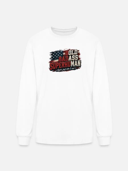 Bold Badass Superhuman Flag Art - Men's Long Sleeve T-Shirt - white