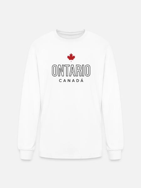 Maple Leaf Emblem on Bold Text - Men's Long Sleeve T-Shirt - white