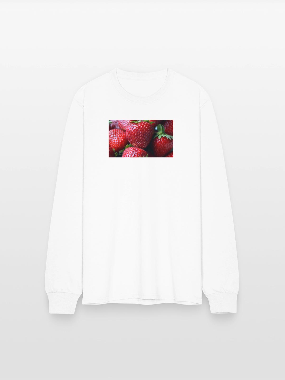 Crimson Strawberry Closeup - Men's Long Sleeve T-Shirt - white - Front