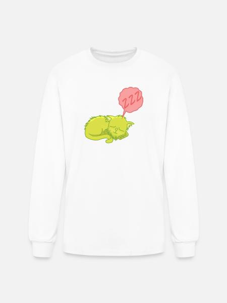 Lime Neon Sleepy Cat - Men's Long Sleeve T-Shirt - white
