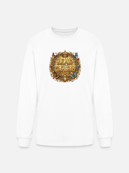Lead with Confidence Golden Emblem - Men's Long Sleeve T-Shirt - white