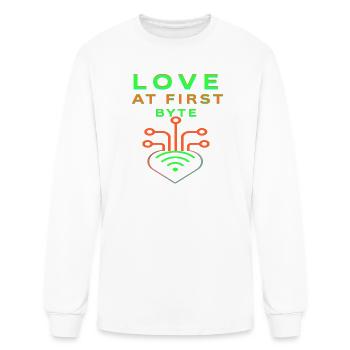Love at First Byte Tech Heart - Men's Long Sleeve T-Shirt - white - Front