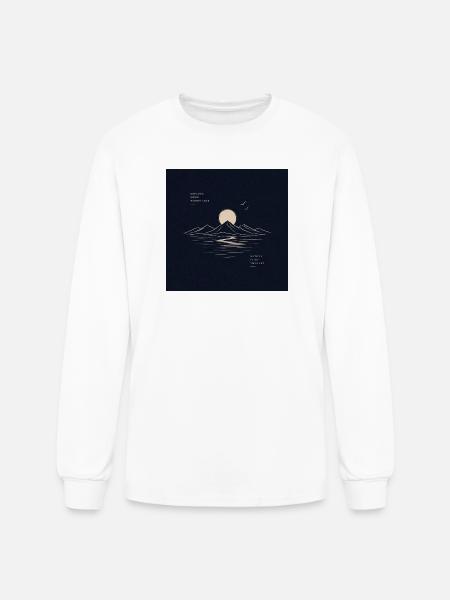 Moonlit Mountain Lake Nature Therapy - Men's Long Sleeve T-Shirt - white