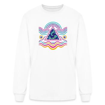 Neon Triangle Fractal Wave - Men's Long Sleeve T-Shirt - white - Front