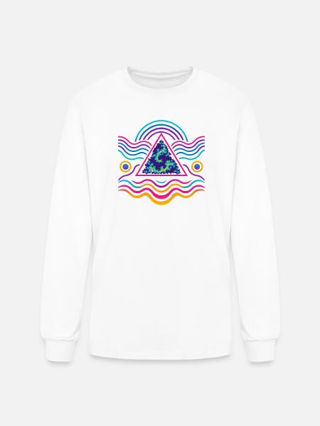 Neon Triangle Fractal Wave - Men's Long Sleeve T-Shirt - white