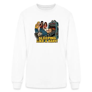 Sleeping Like A Baby Funny 80s Retro Comic Art  - Men's Long Sleeve T-Shirt - white - Front