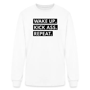 Wake Up Kick Ass Repeat - Men's Long Sleeve T-Shirt - white - Front