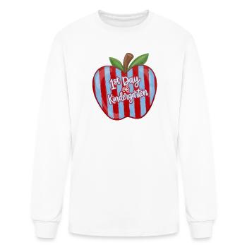 My First Day of Kindergarten School Bus Apple  - Men's Long Sleeve T-Shirt - white - Front