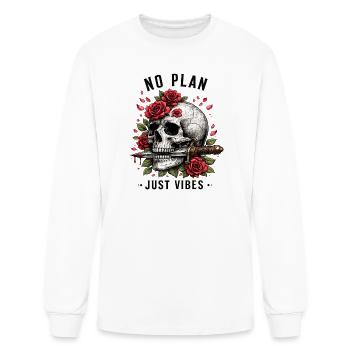 No Plan Just Vibes Skull Rose Dagger Gothic Vintag - Men's Long Sleeve T-Shirt - white - Front