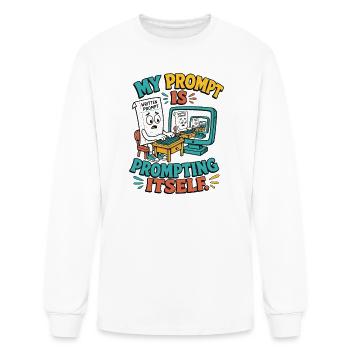 Prompting Itself Comic Tee - Men's Long Sleeve T-Shirt - white - Front